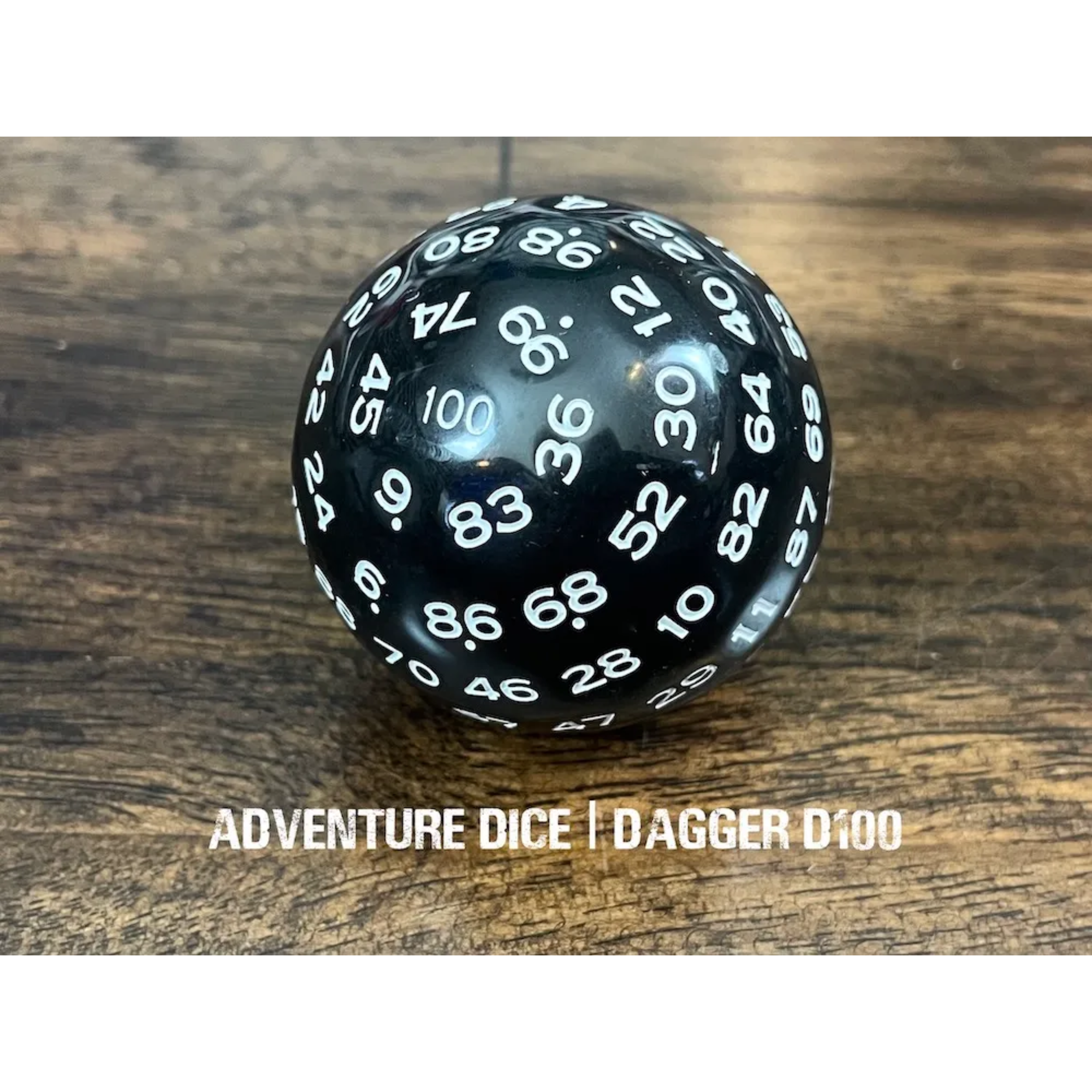 Dagger D100 adventure dice black with white numbering